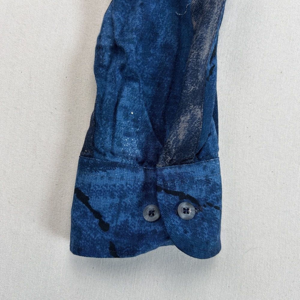 Vintage Georg Roth of Germany Mens Blue Medium Geometric Long Sleeve Shirt - Picture 14 of 15